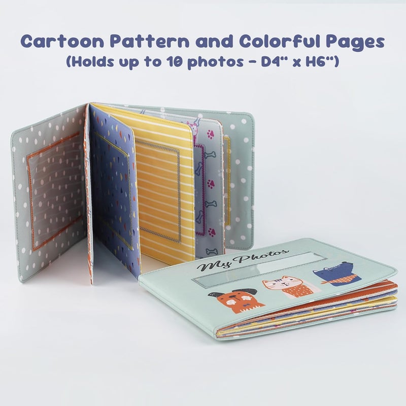 FANNA Baby's My First Photo Album with Cat and Dog Patterns, Soft Cloth Photo Album with Color Pages for 10 Pictures (4x6 inches) - Image 2